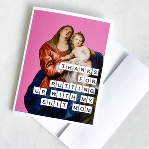 Carte drôle de fête des mères, merci d'avoir toléré ma merde de maman, art classique, carte de voeux, pour elle, pour maman