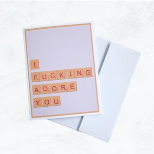 Carte de voeux drôle d'amour | Putain, je t'adore | Juré | Adulte | Juste parce que | Mari | femme | Partenaire | Petite amie | Petit ami | Ami