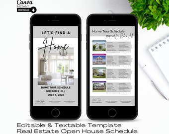 Mobile House Hunting Schedule: Real Estate Canva Template (Digital Download)