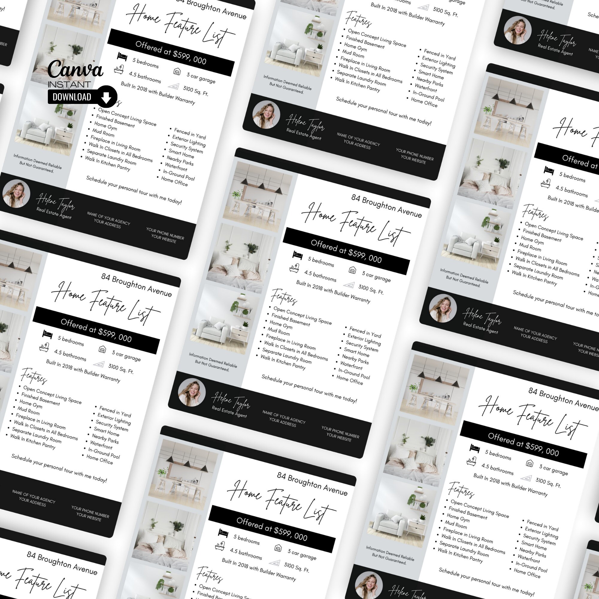 Real Estate Home Feature Sheet Flyer Template Real Estate - Etsy