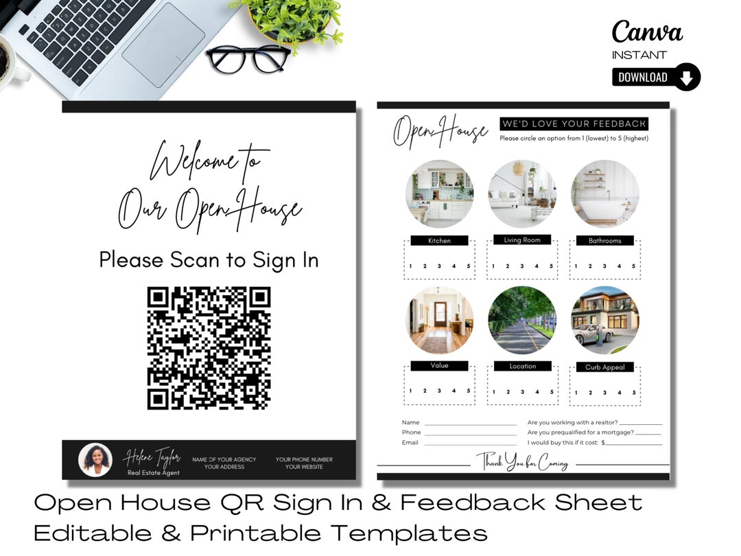 Editable Open House Feedback Form Printable QR Code Sign In Etsy