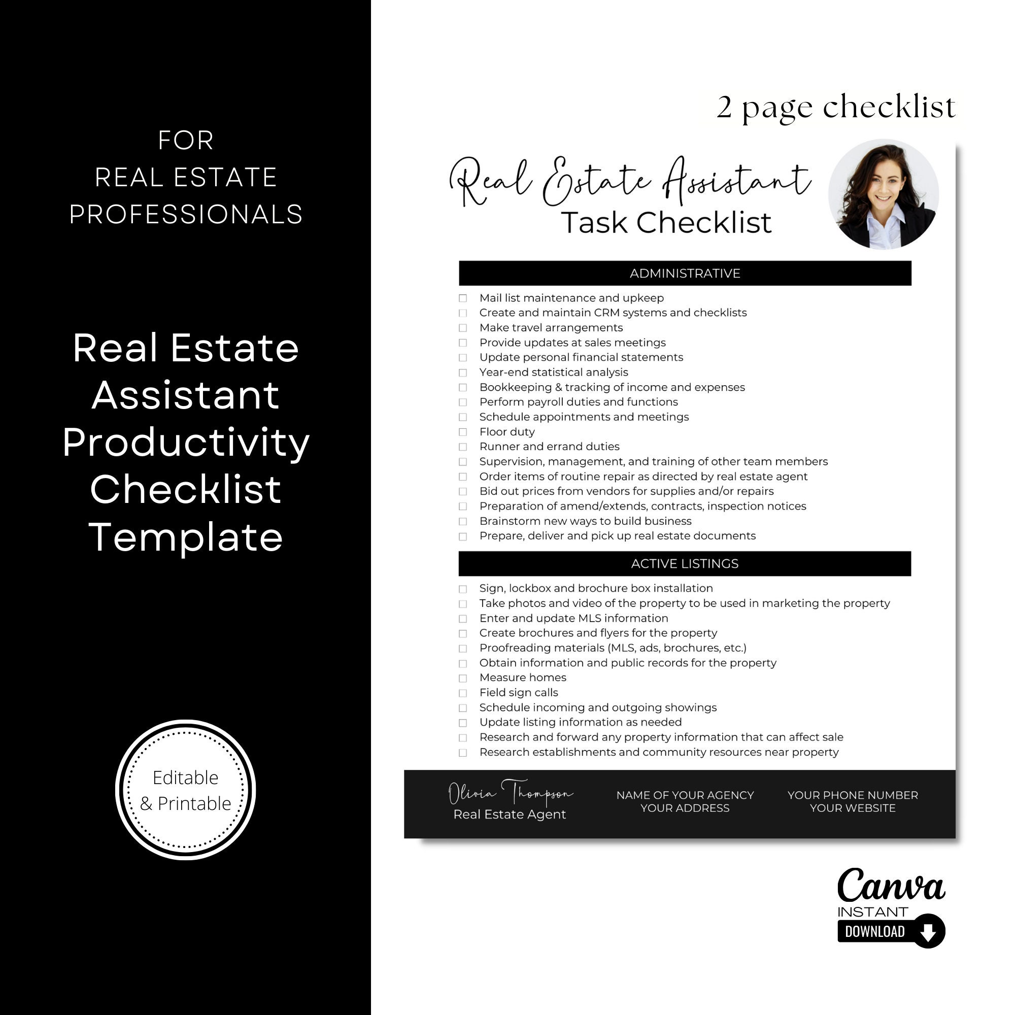 Real Estate Agent Assistant Checklist, Transaction Coordinator Duty