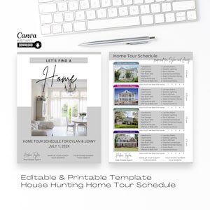Real Estate Home Tour Schedule Template: House Hunting Guide (Canva, Digital Download)