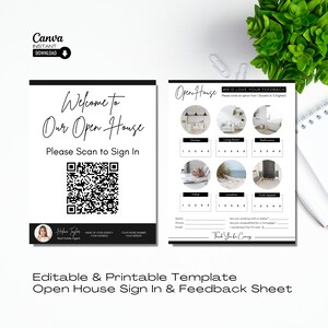 Editable Open House Feedback Form: QR Code Sign In (Digital Download)