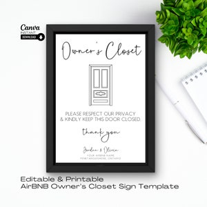 AirBNB Owner&#39;s Closet Sign: Printable Privacy Template