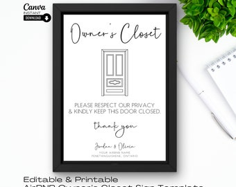 AirBNB Owner's Closet Sign, AirBNB Keep Out Sign Template, AirBNB Owners Closet Sign, Privacy Sign, Do Not Open, Rental Property Sign