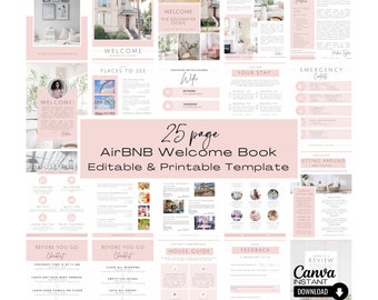 Airbnb Welcome Book Template, Editable Canva Welcome Guide, Air BNB House Manual, Superhost, VRBO Vacation Rental ebook, Canva Template