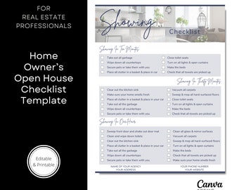 Home Seller Showing Checklist: Real Estate Marketing Canva Template (Printable)