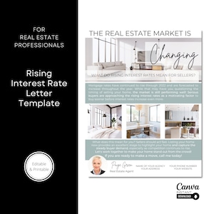 Modello di lettera sui tassi di interesse immobiliari: volantino di marketing moderno (Canva modificabile, download digitale)