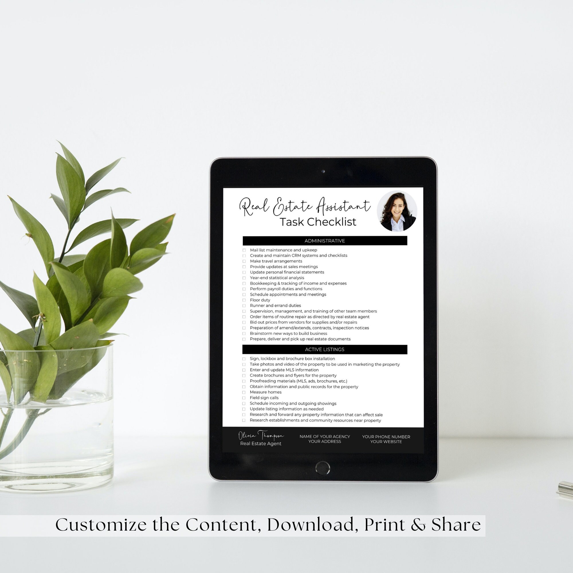 Real Estate Assistant Task Checklist: Editable Canva Template (PDF) - Etsy