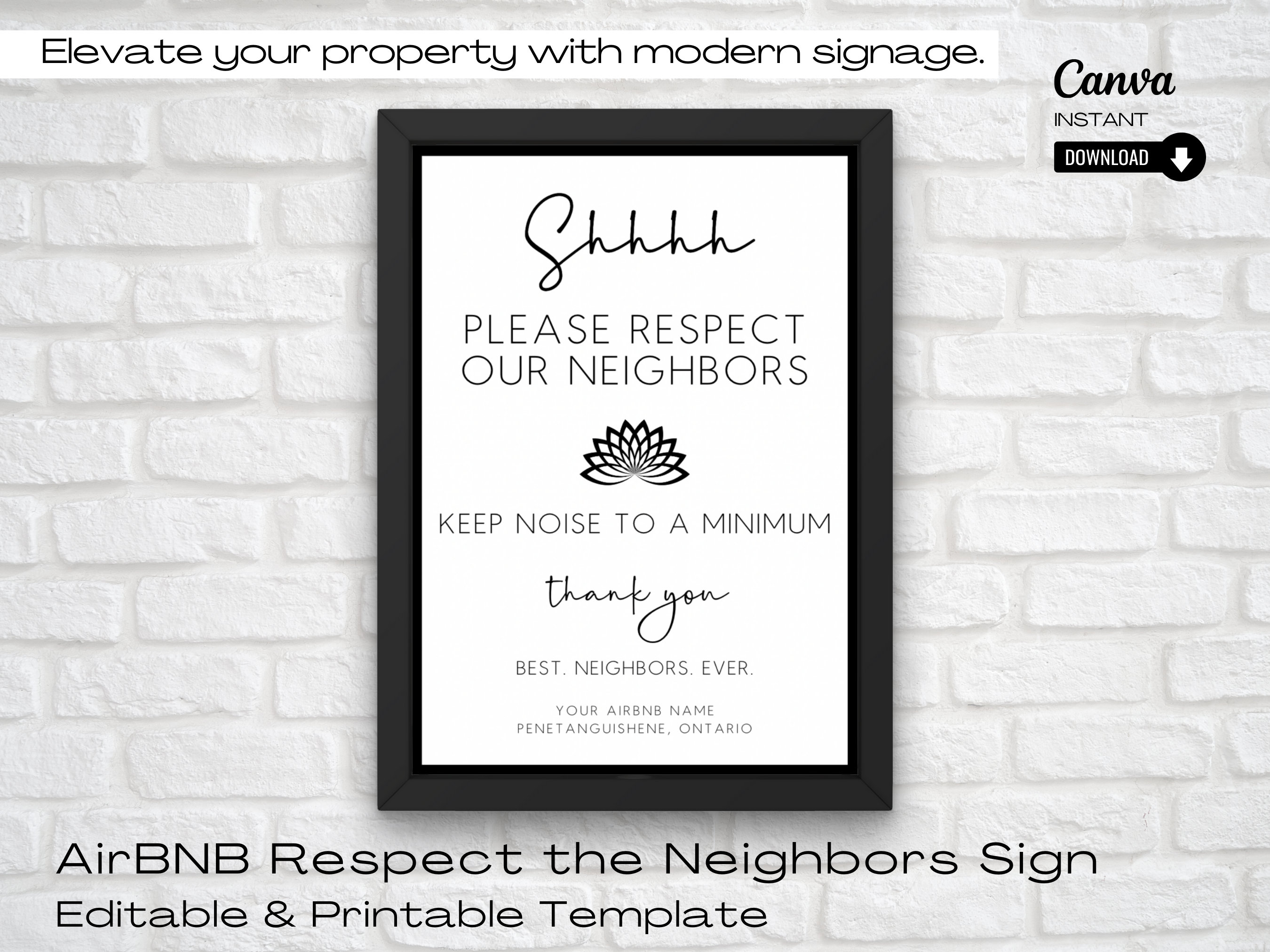 Airbnb Respect the Neighbors Sign Airbnb Noise Rules Sign Etsy
