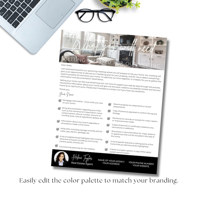 Editable Real Estate Pre Listing Checklist Template, Printable Listing ...