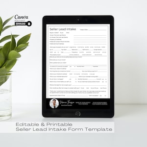 Real Estate Seller Lead Intake Sheet: Realtor Client Form (Canva Editable)