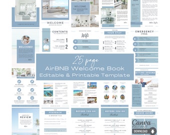 Editable Airbnb Welcome Book Template: Canva Vacation Rental Guide (Digital Download)