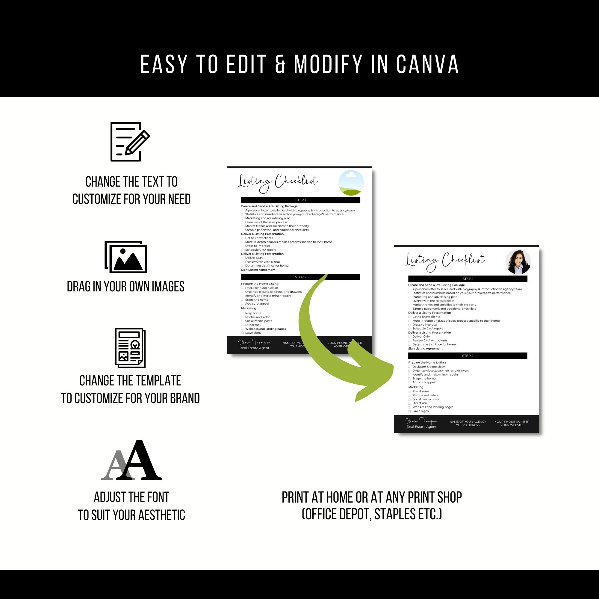 Real Estate Agent Listing Checklist: Editable Realtor Task List (canva ...