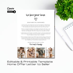 Editable Home Offer Letter, Printable Letter to Seller Real Estate Canva Template, Home Buyer, Dear Seller We Love Your Home, House Hunter image 1