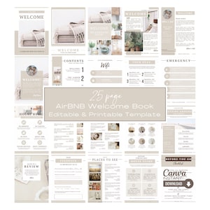 Airbnb Welcome Book Template: Editable 25-Page Guidebook (Canva, Instant Download)