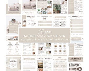 Airbnb Welcome Book Template, Airbnb Welcome Book Template Canva, Airbnb Guidebook, AirBnB Bundle, Airbnb Guestbook, Instant Download