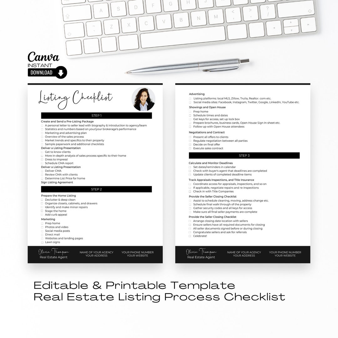 Real Estate Agent Listing Checklist, Realtor Listing Checklist