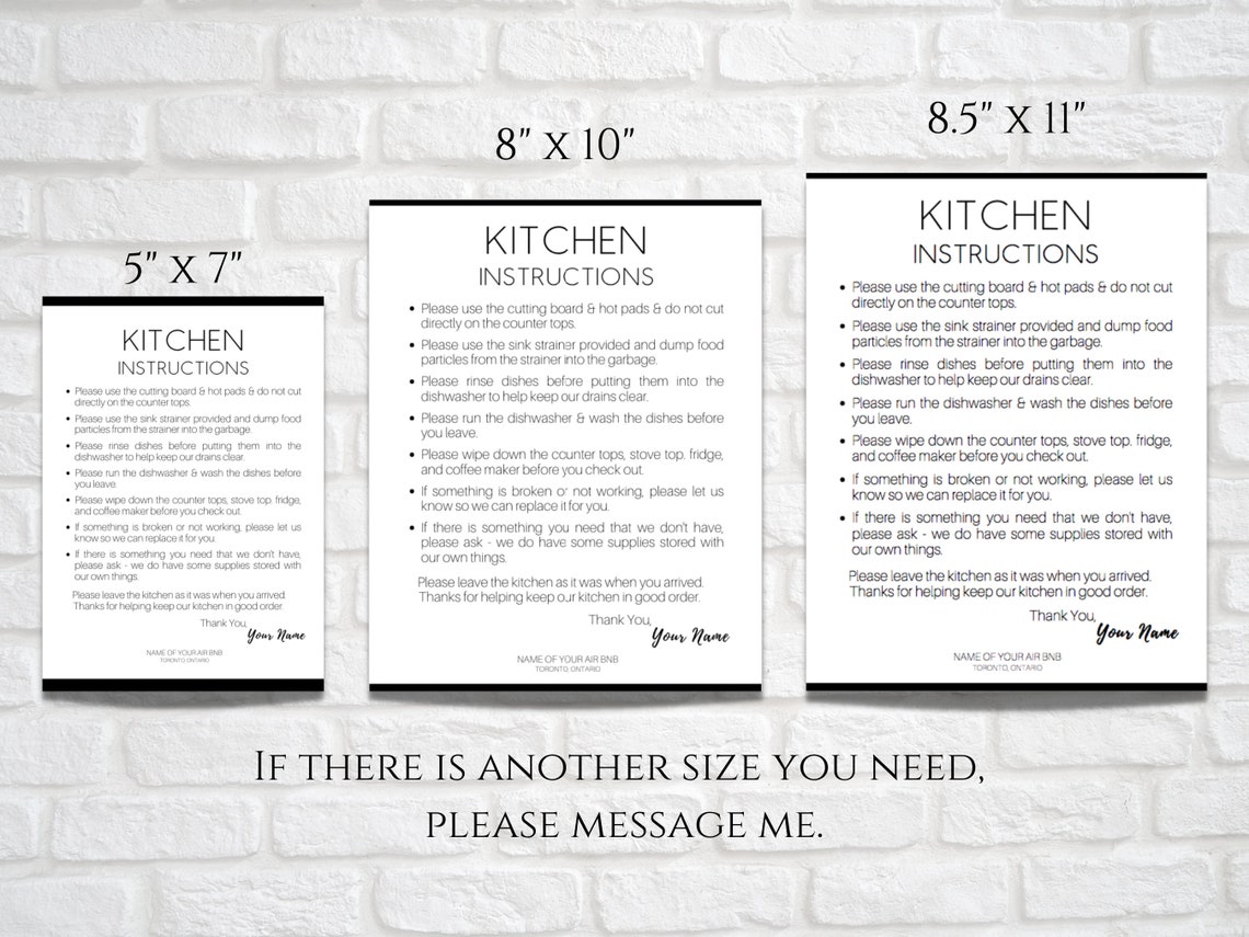 Airbnb Kitchen Rules Sign Template Editable Airbnb Sign - Etsy UK