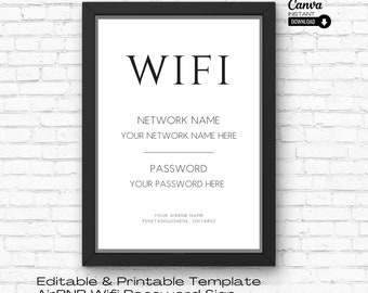 Editable Airbnb Wifi Password Sign: Printable Template (Digital Download)