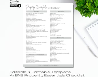 Checklist Essentials voor Airbnb: bewerkbare verhuurderssjabloon (canva)