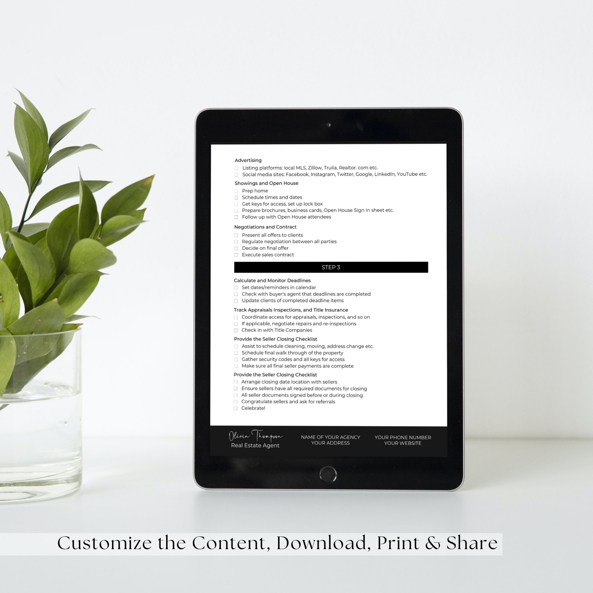 Real Estate Agent Listing Checklist, Realtor Listing Checklist ...