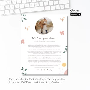 Carta de oferta de vivienda, carta de oferta de comprador, carta al vendedor de vivienda, bienes raíces editables, carta de oferta de casa imprimible, bienes raíces, formas boho