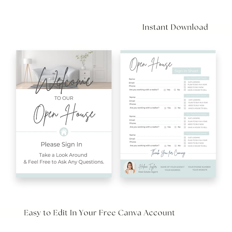 Editable Open House Sign in Sheet, Realtor Open House Form, Real Estate ...