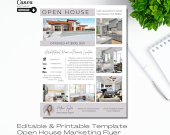 Real Estate Open House Flyer Template: Modern Realtor Marketing (Canva)