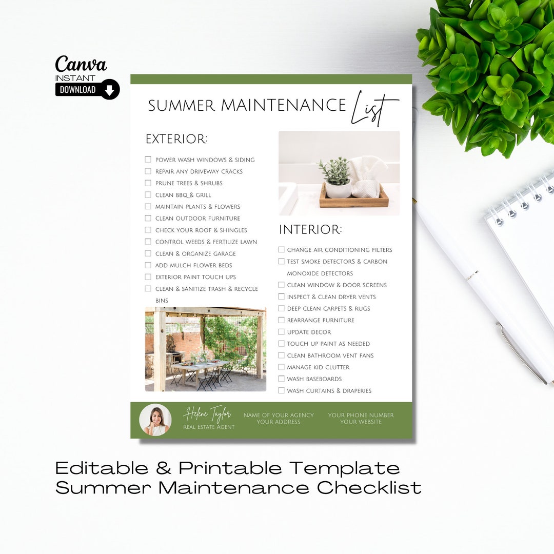 Real Estate Home Maintenance Checklist, Summer Home Maintenance