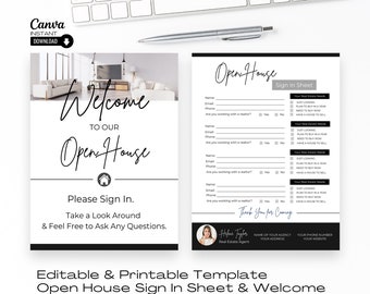 Editable Realtor Open House Sign-In Sheet Canva Template (Instant Download)