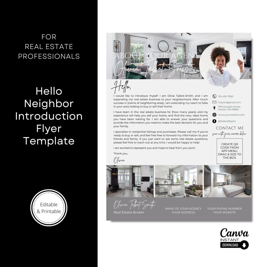 Real Estate Introduction Letter, Real Estate Flyer, Marketing Canva
