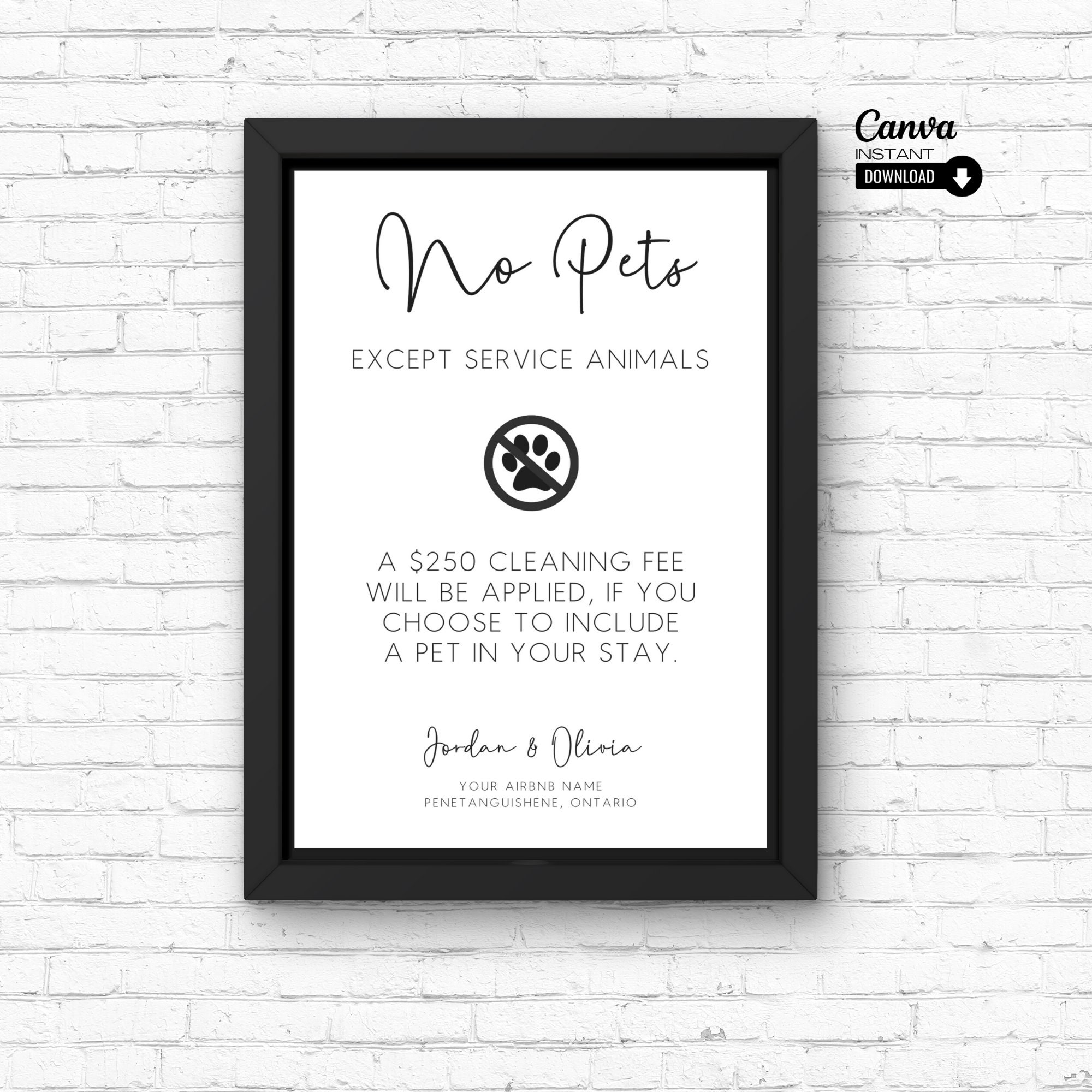 Editable Airbnb No Pets Policy Sign (printable) - Etsy