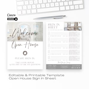 Editable Real Estate Open House Sign In Sheet Template, Realtor Branding, Real Estate Marketing, Printable Open House Form, Instant Download