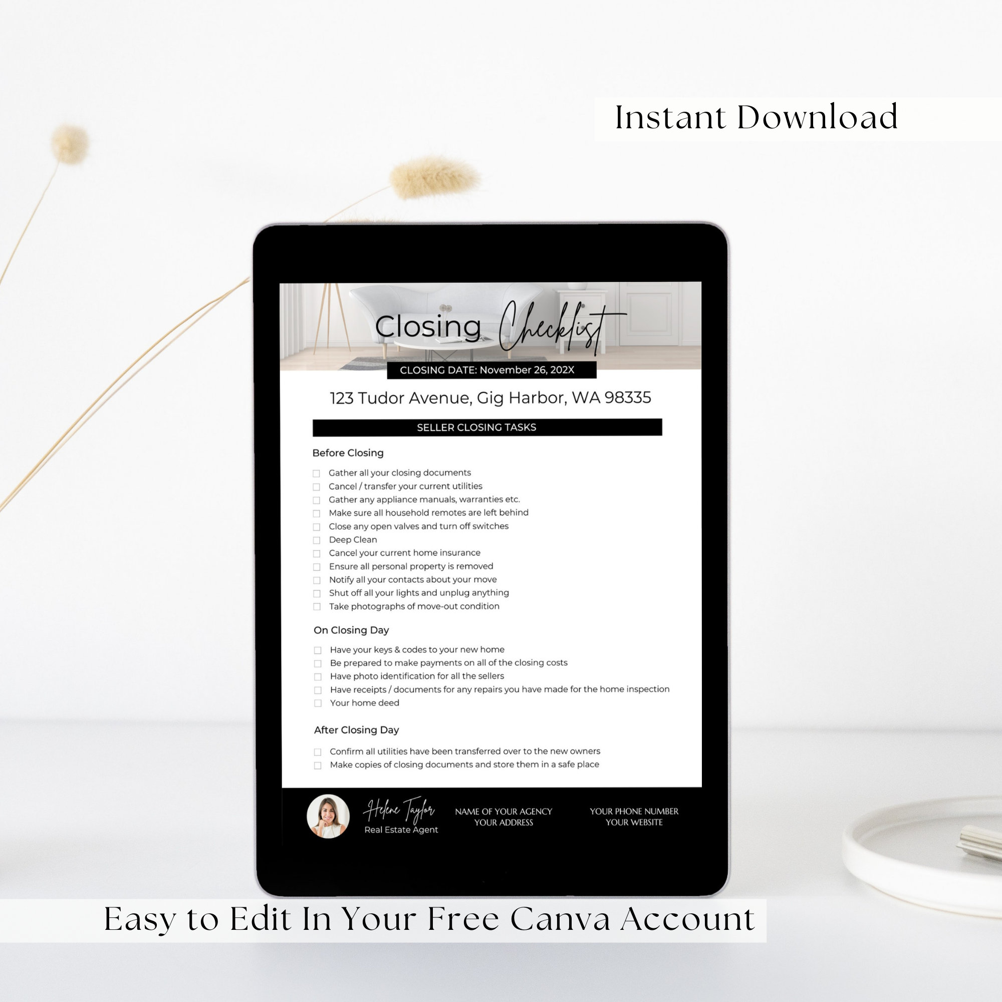 Real Estate Seller Closing Checklist Template (canva Template) - Etsy