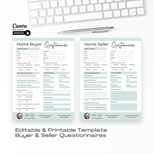 Real Estate Buyer & Seller Questionnaire Templates (Digital Download)