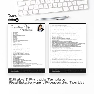 Real Estate Agent Prospecting Checklist, Realtor Prospecting Checklist, Editable Task Checklist, Real Estate To Do List, Realtor Marketing