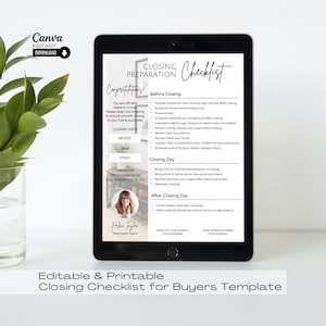 Closing Checklist for Buyer, Real Estate Templates, Real Estate Checklist, Buyer Closing Day Checklist, Buyer Checklist, Disclosure, Canva