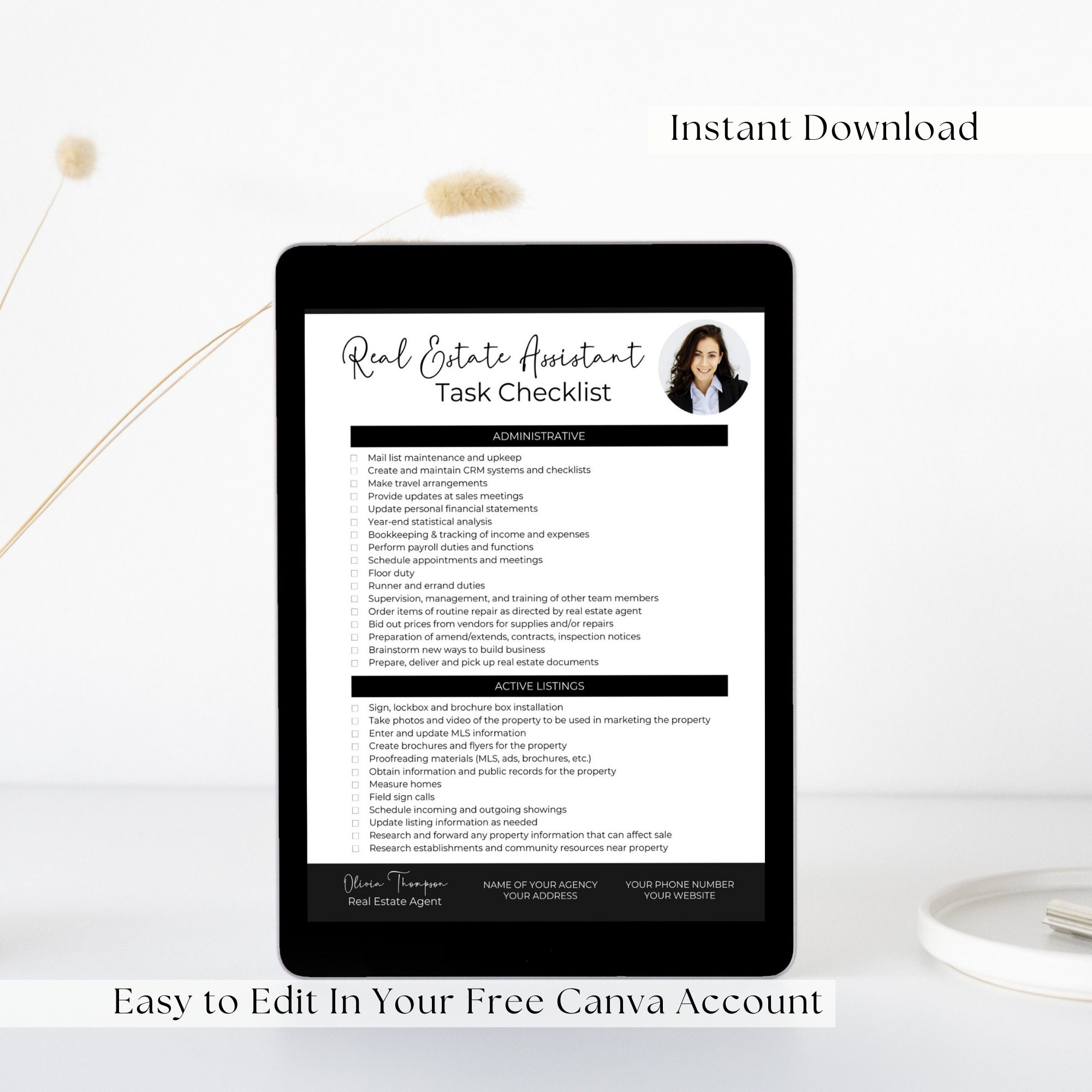 Real Estate Agent Assistant Checklist, Transaction Coordinator Duty