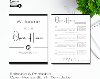 Modulo di registrazione per l'open house dell'agente immobiliare: modello Canva modificabile (download digitale)