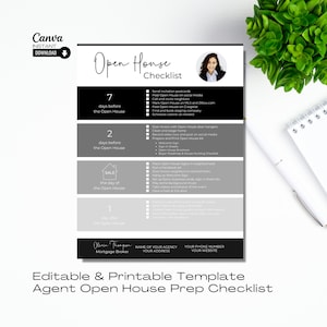 Open House Task Checklist, Printable Open House Marketing Template, Editable Showing Checklist, Real Estate Marketing, Open House Planner
