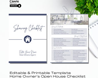 Home Seller Showing Checklist: Real Estate Marketing Canva Template (Digital Download)