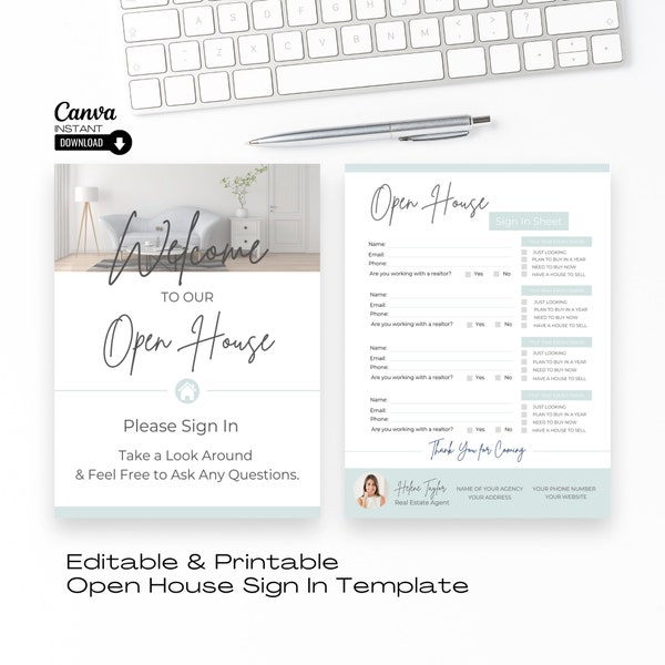 Editable Open House Sign In Sheet, Realtor Open House Form, Real Estate Marketing, Real Estate Printable, Canva Template, Instant Download