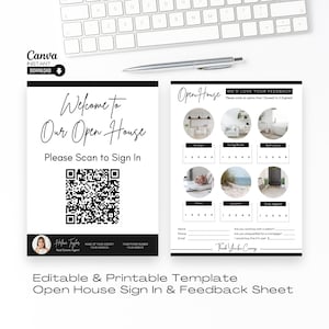 Realtor Open House Sign-In & Feedback Form (Canva Template, Instant Download)