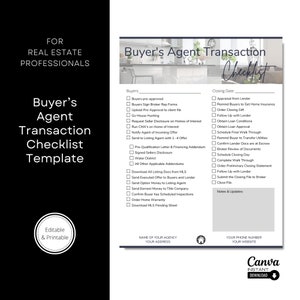 Transaction Coordinator Checklist, Real Estate Marketing, Real Estate Flyer, Transaction Coordinator Form, Instant Download, Canva Template