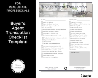 Lista de verificación para coordinador de transacciones inmobiliarias: Plantilla de Canva (descarga instantánea)