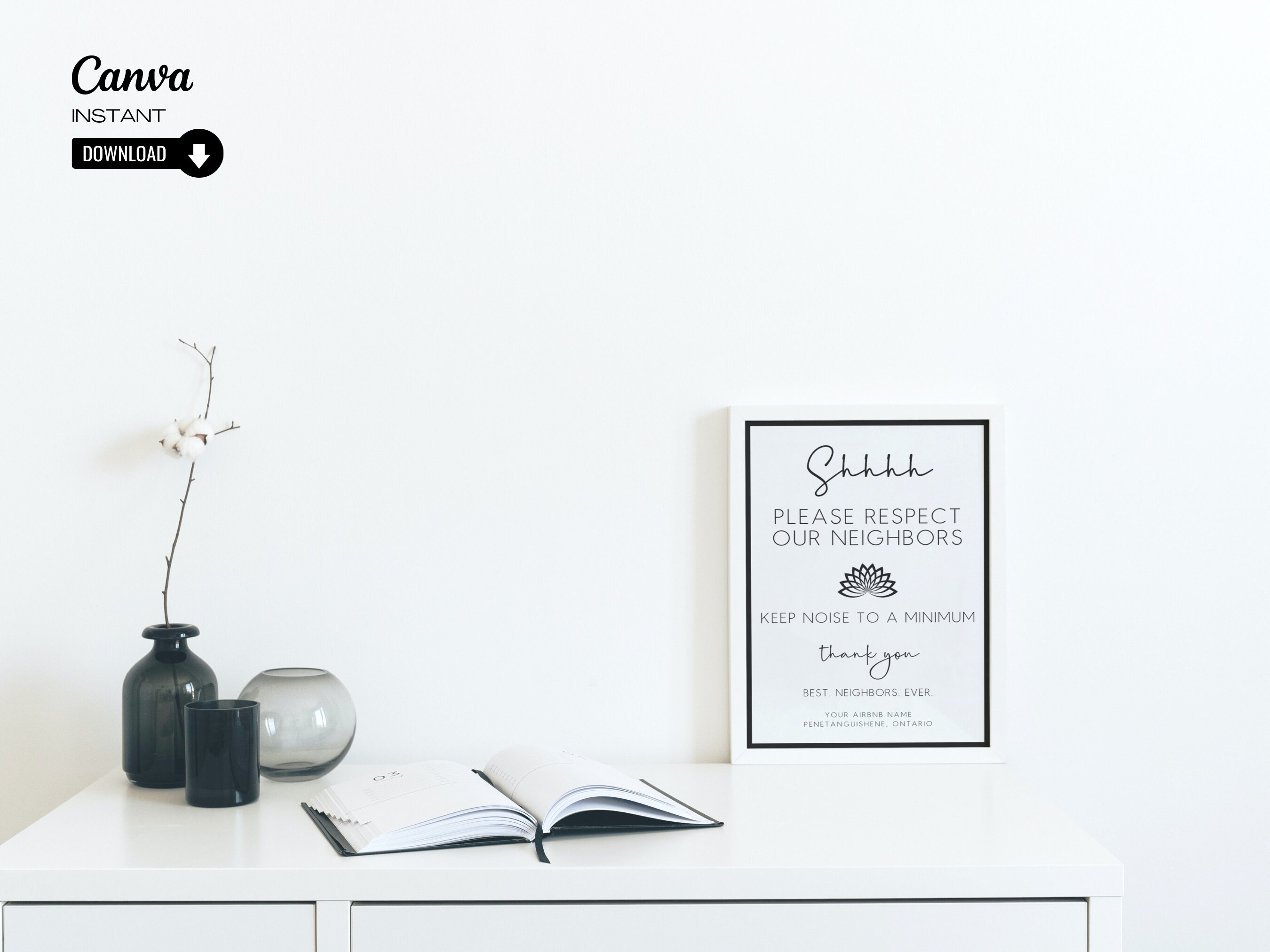 Airbnb Respect the Neighbors Sign Airbnb Noise Rules Sign Etsy