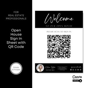 Inlogblad opendeurdag met QR-code, opendeurdag makelaar, vastgoedmarketing, opendeurdag inloggen, contactloos inloggen, canvasjabloon