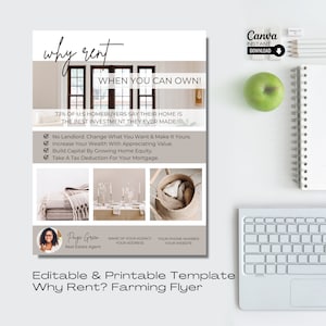 Why Rent Flyer Template, Rent vs Own Flyer, Real Estate Marketing, Real Estate Why Rent Flyer, Real Estate Prospecting Letter Canva Template